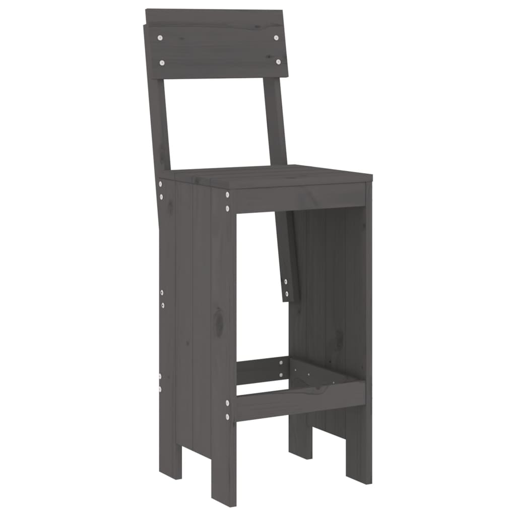 Barhocker 2 Stk. Grau 40x48,5x115,5 cm Massivholz Kiefer - Pazzar.ch
