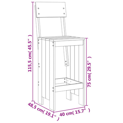 Barhocker 2 Stk. Grau 40x48,5x115,5 cm Massivholz Kiefer - Pazzar.ch
