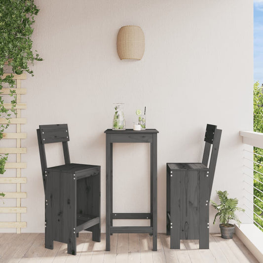 Barhocker 2 Stk. Grau 40x48,5x115,5 cm Massivholz Kiefer - Pazzar.ch
