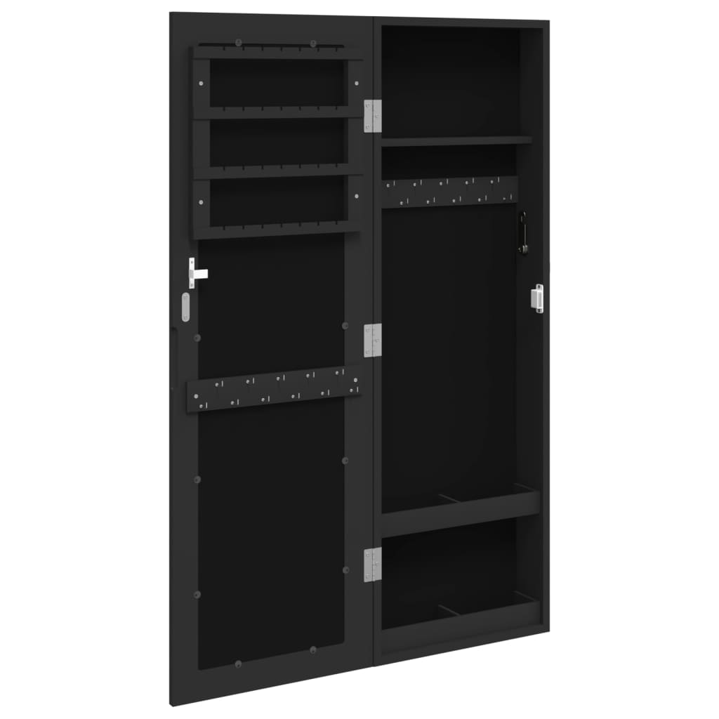 Schmuckschrank mit Spiegel Wandmontage Schwarz 30x8,5x90 cm - Pazzar.ch