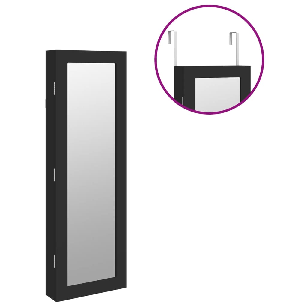 Schmuckschrank mit Spiegel Wandmontage Schwarz 30x8,5x90 cm - Pazzar.ch