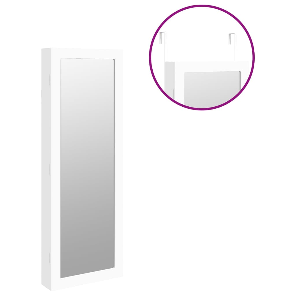 Schmuckschrank mit Spiegel Wandmontage Weiß 37,5x10x106 cm - Pazzar.ch