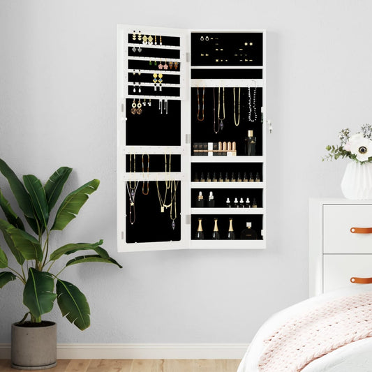 Schmuckschrank mit Spiegel Wandmontage Weiß 37,5x10x106 cm - Pazzar.ch