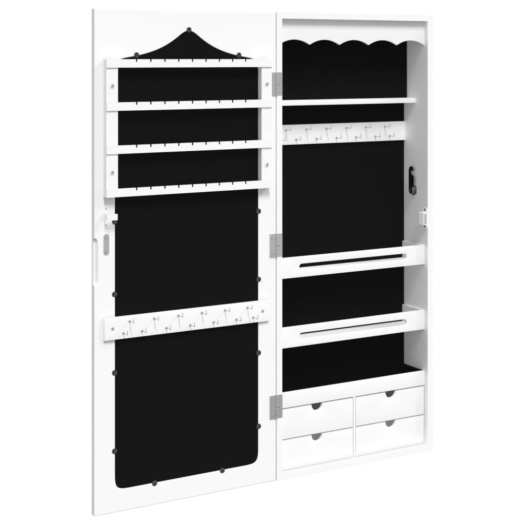 Schmuckschrank mit Spiegel Wandmontage Weiß 37,5x10x90 cm - Pazzar.ch