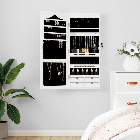 Schmuckschrank mit Spiegel Wandmontage Weiß 37,5x10x90 cm - Pazzar.ch