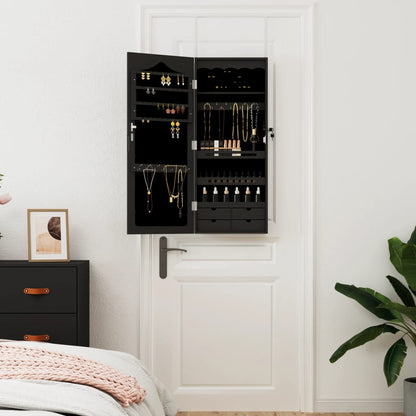 Schmuckschrank mit Spiegel Wandmontage Schwarz 37,5x10x90 cm - Pazzar.ch