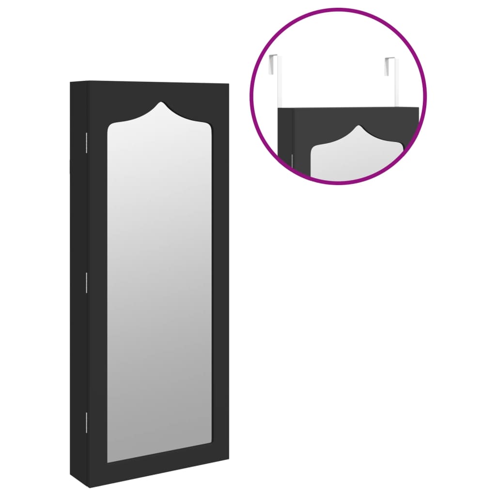 Schmuckschrank mit Spiegel Wandmontage Schwarz 37,5x10x90 cm - Pazzar.ch