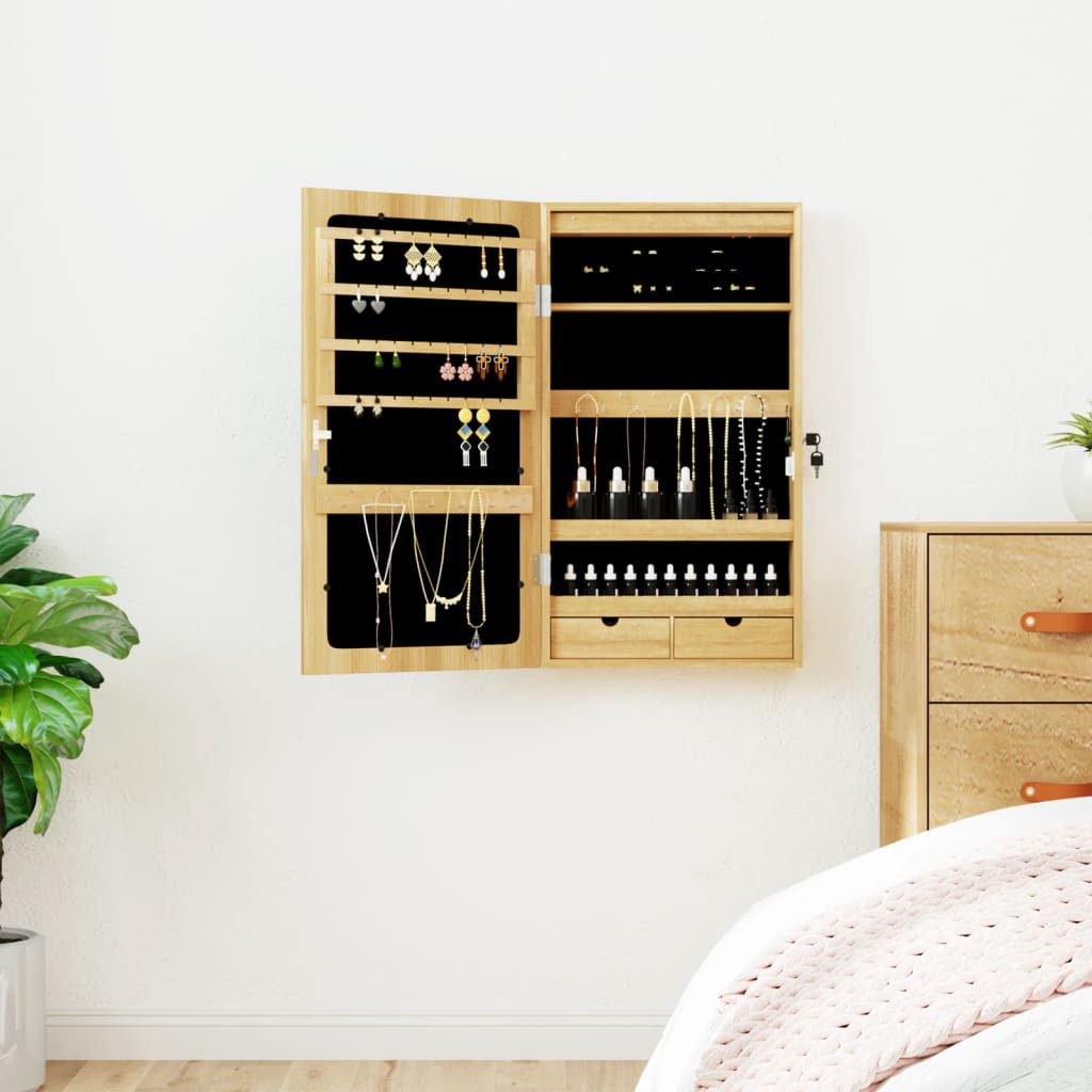 Spiegel-Schmuckschrank mit LED-Beleuchtung Wandmontage - Pazzar.ch