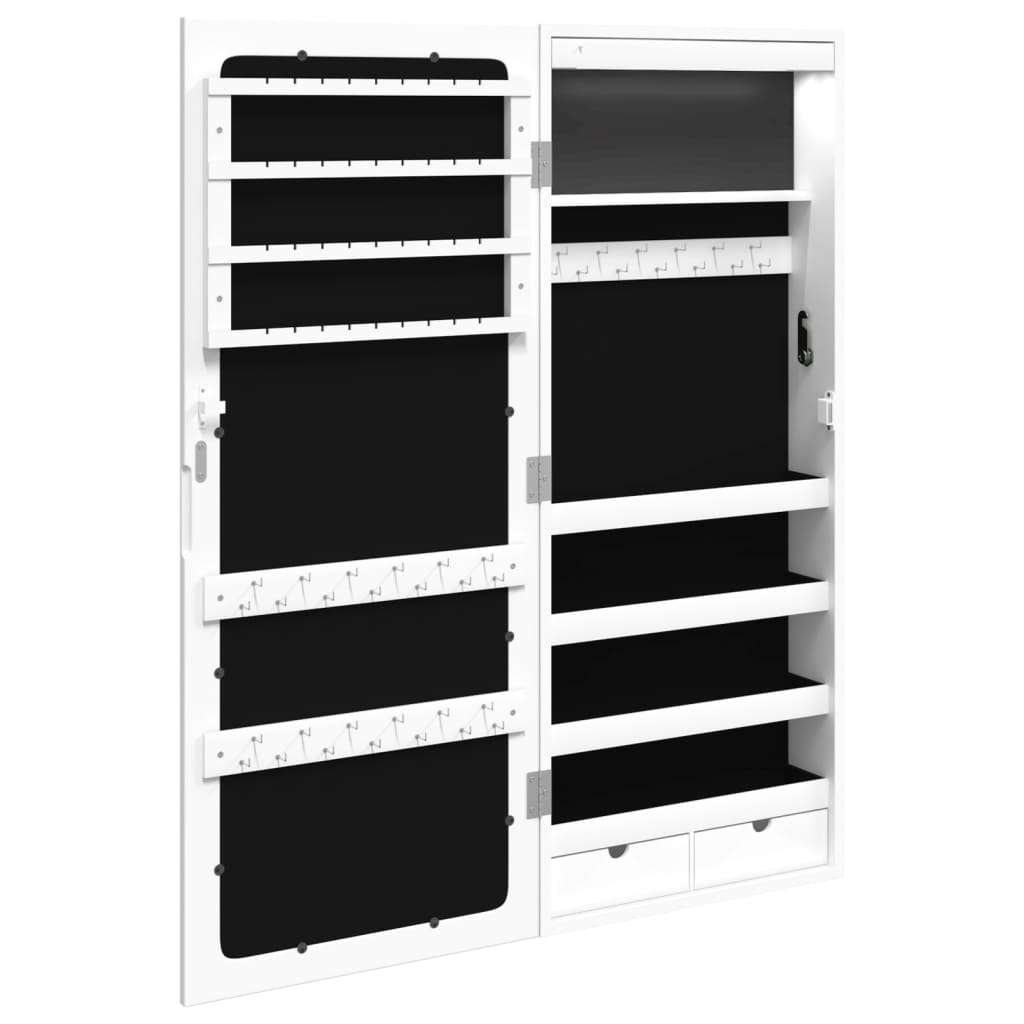 Spiegel-Schmuckschrank mit LED-Beleuchtung Wandmontage Weiß - Pazzar.ch