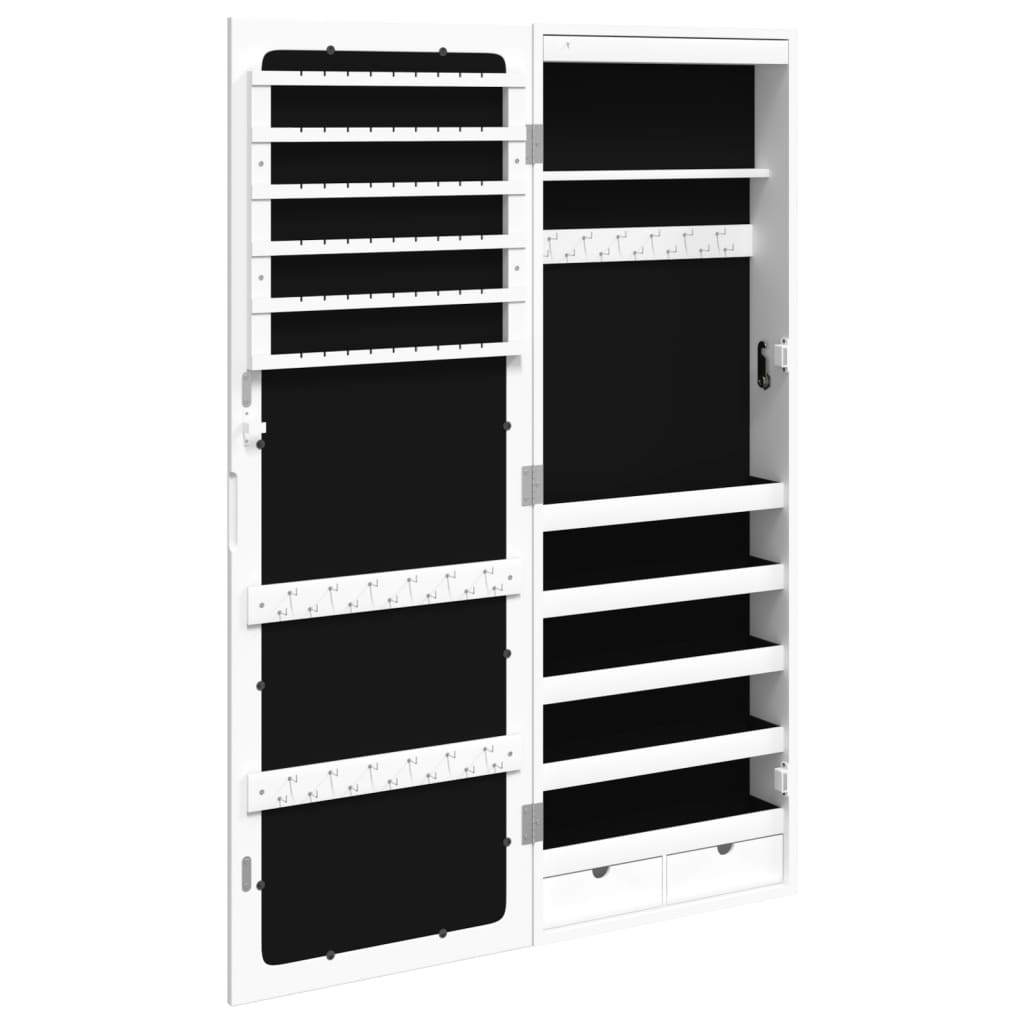 Spiegel-Schmuckschrank mit LED-Beleuchtung Wandmontage Weiß - Pazzar.ch