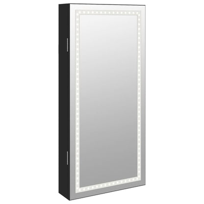 Spiegel-Schmuckschrank mit LED-Beleuchtung Wandmontage Schwarz - Pazzar.ch