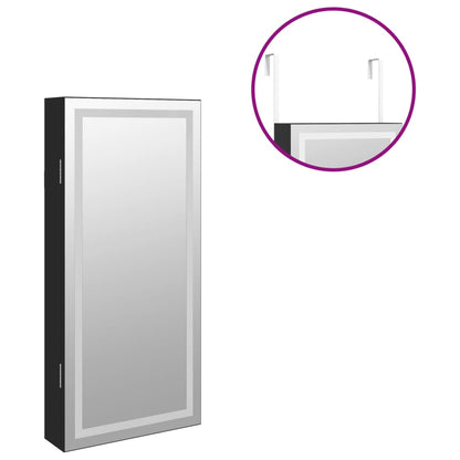 Spiegel-Schmuckschrank mit LED-Beleuchtung Wandmontage Schwarz - Pazzar.ch