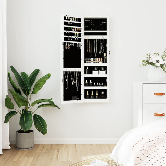 Spiegel-Schmuckschrank mit LED-Beleuchtung Wandmontage Weiß - Pazzar.ch