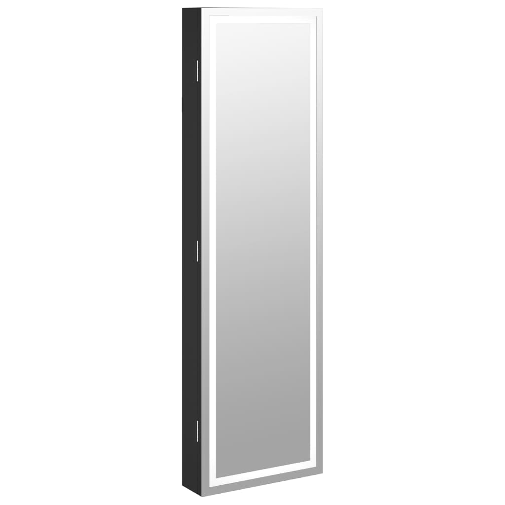 Spiegel-Schmuckschrank mit LED-Beleuchtung Wandmontage Schwarz - Pazzar.ch