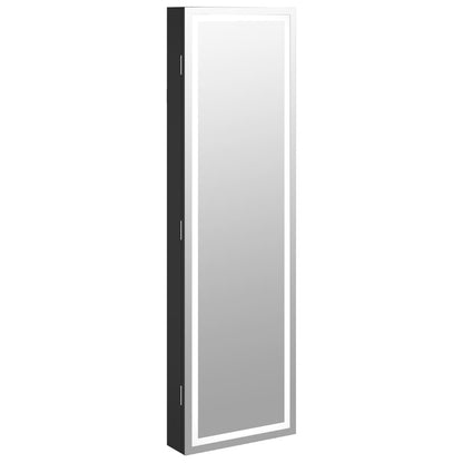 Spiegel-Schmuckschrank mit LED-Beleuchtung Wandmontage Schwarz - Pazzar.ch