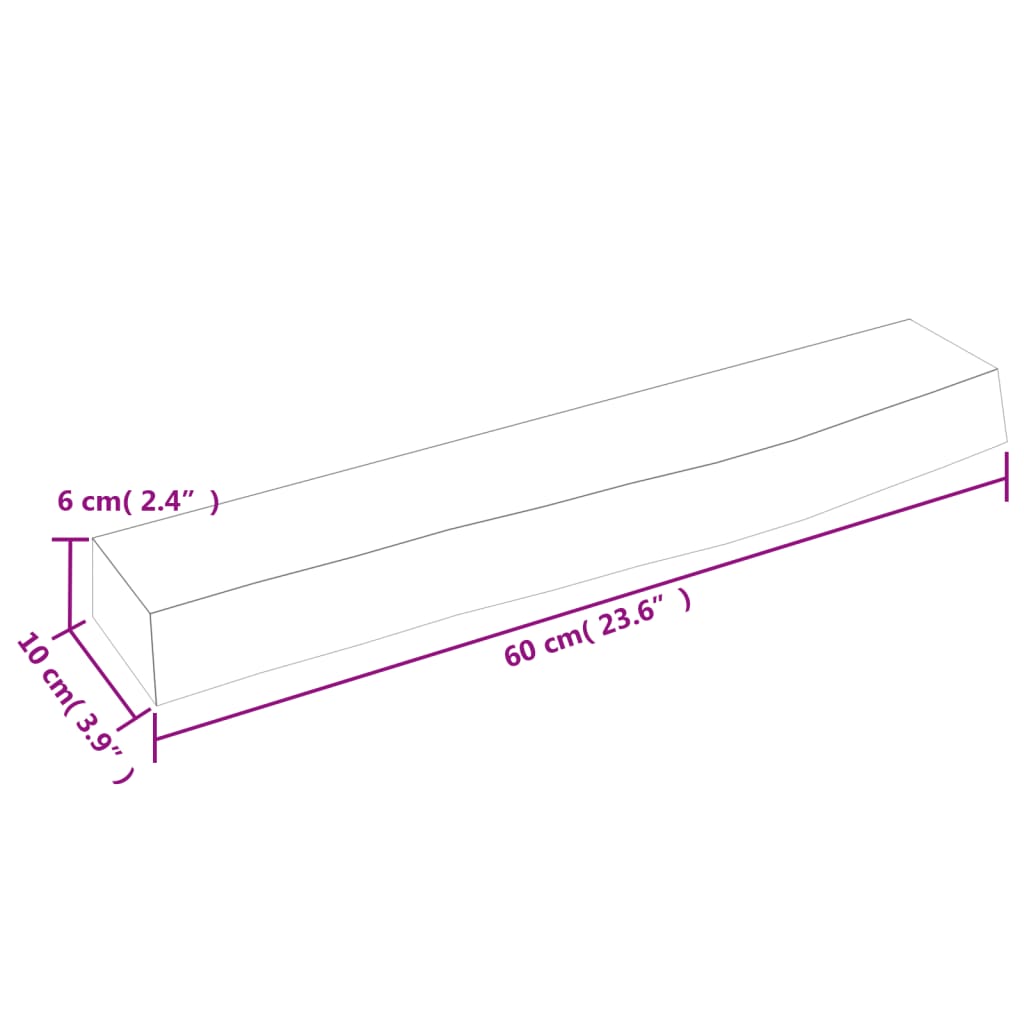 Wandregal Hellbraun 60x10x6 cm Massivholz Eiche Behandelt - Pazzar.ch