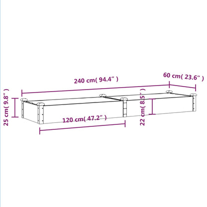 Hochbeet mit Einsatz Braun 240x60x25 cm Massivholz Tanne - Pazzar.ch