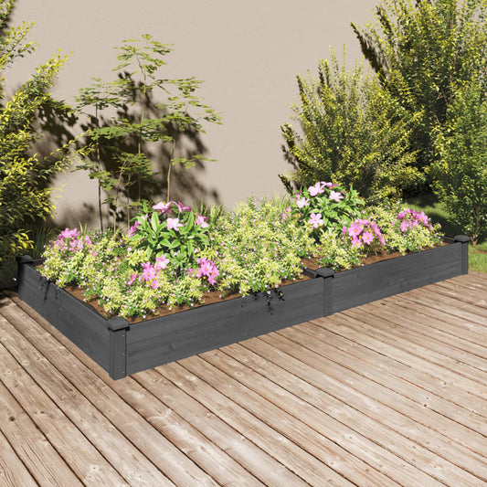 Hochbeet mit Einsatz Grau 240x120x25 cm Massivholz Tanne - Pazzar.ch