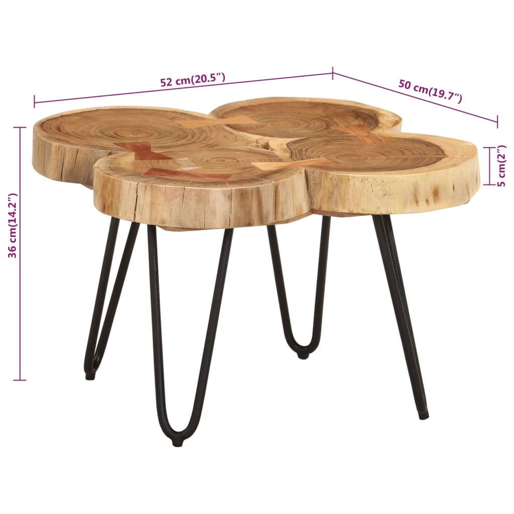 Couchtisch 36 cm 4 Stämme Massivholz Akazie - Pazzar.ch