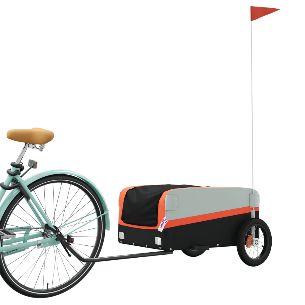 Fahrradanhänger Schwarz und Orange 30 kg Eisen - Pazzar.ch