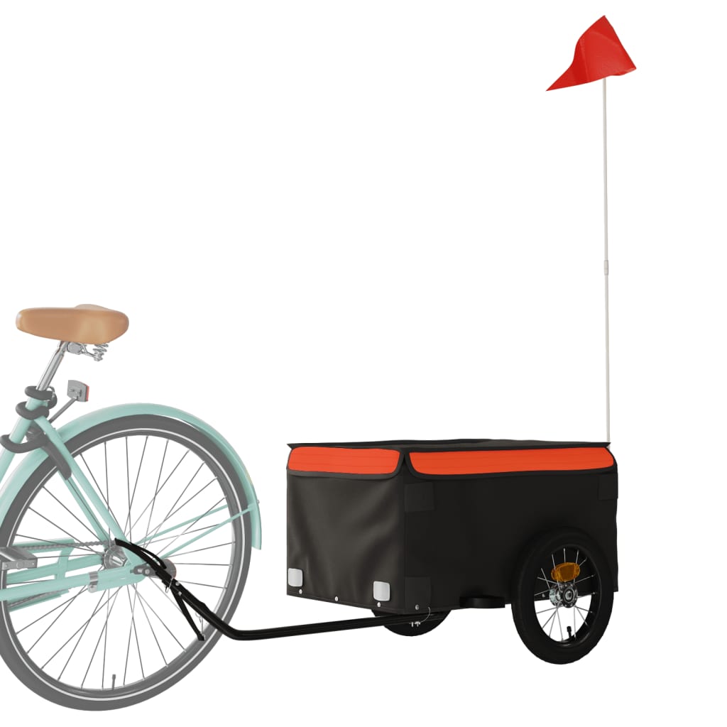 Fahrradanhänger Schwarz und Orange 30 kg Eisen - Pazzar.ch