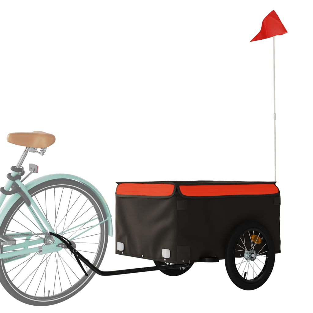 Fahrradanhänger Schwarz und Orange 45 kg Eisen - Pazzar.ch