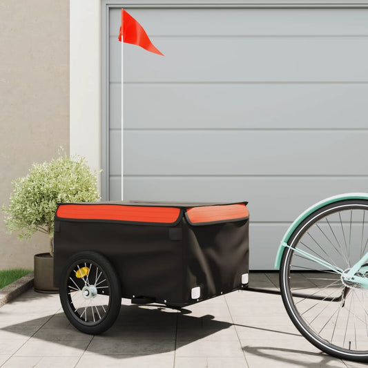 Fahrradanhänger Schwarz und Orange 45 kg Eisen - Pazzar.ch