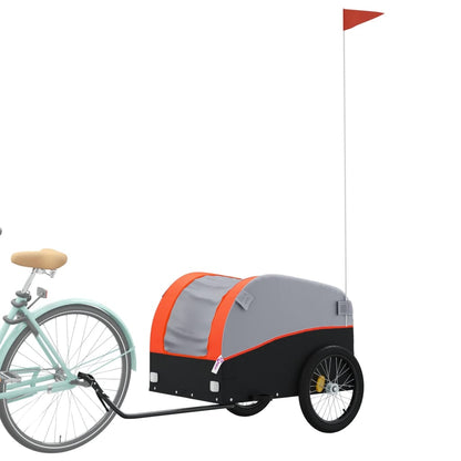 Fahrradanhänger Schwarz und Orange 45 kg Eisen - Pazzar.ch