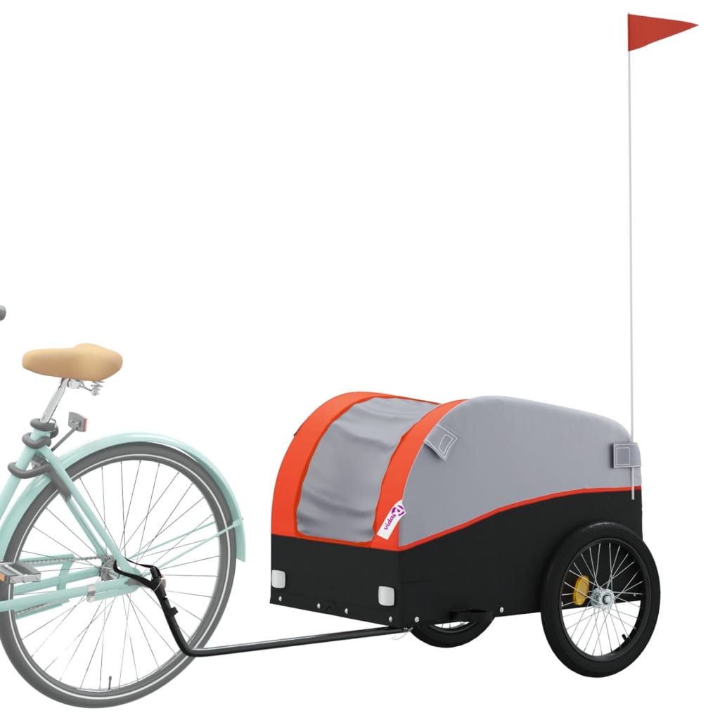 Fahrradanhänger Schwarz und Orange 45 kg Eisen - Pazzar.ch