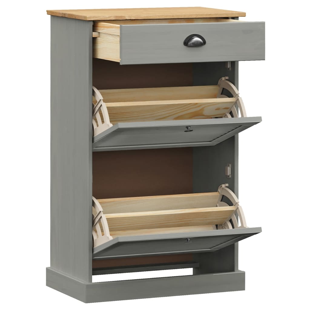 Schuhschrank VIGO 60x35x96 cm Grau Massivholz Kiefer - Pazzar.ch