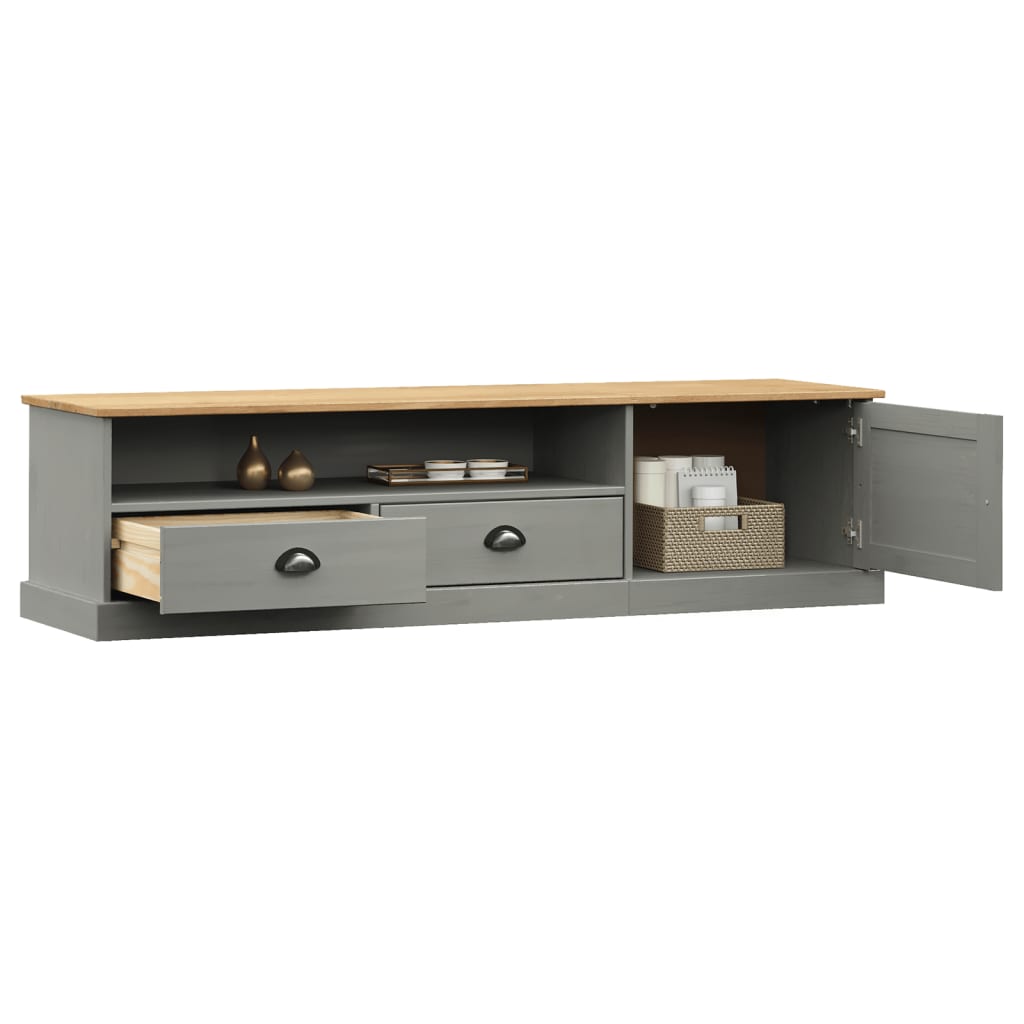 TV-Schrank VIGO Grau 156x40x40 cm Massivholz Kiefer - Pazzar.ch
