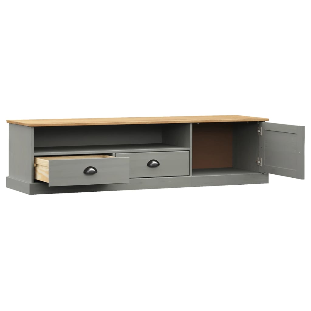 TV-Schrank VIGO Grau 156x40x40 cm Massivholz Kiefer - Pazzar.ch