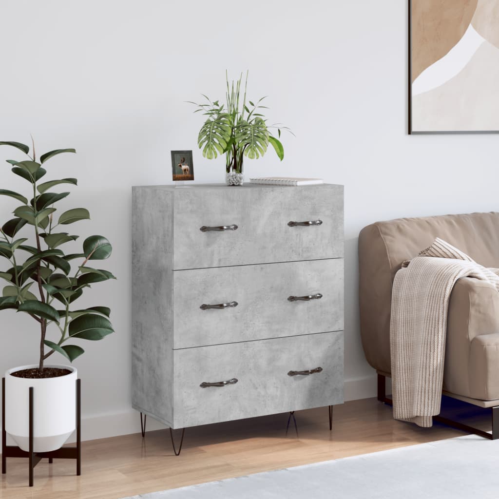 Sideboard Betongrau 69,5x34x90 cm Holzwerkstoff - Pazzar.ch