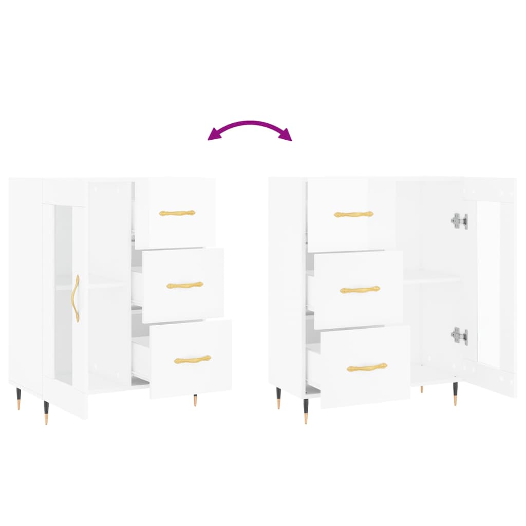 Sideboard Hochglanz-Weiß 69,5x34x90 cm Holzwerkstoff - Pazzar.ch