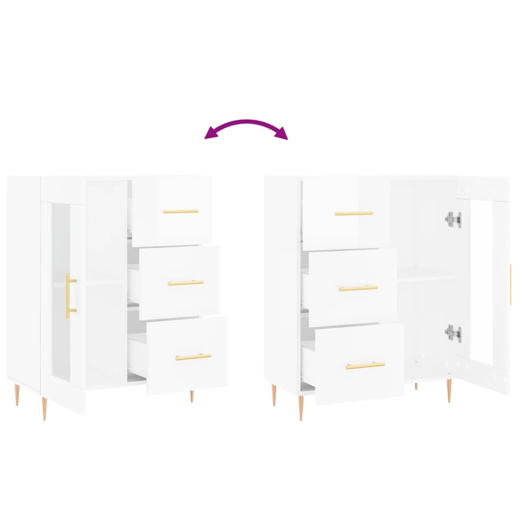 Sideboard Hochglanz-Weiß 69,5x34x90 cm Holzwerkstoff - Pazzar.ch
