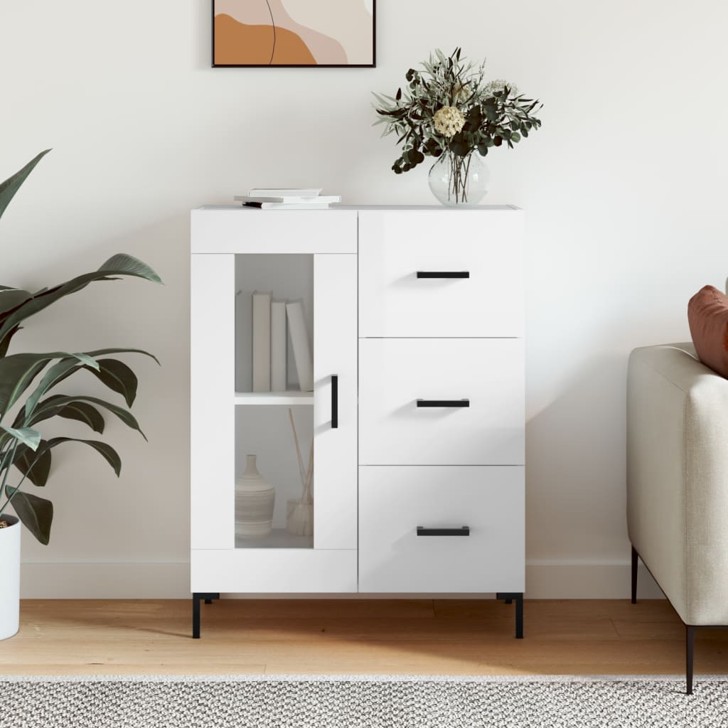 Sideboard Hochglanz-Weiß 69,5x34x90 cm Holzwerkstoff - Pazzar.ch