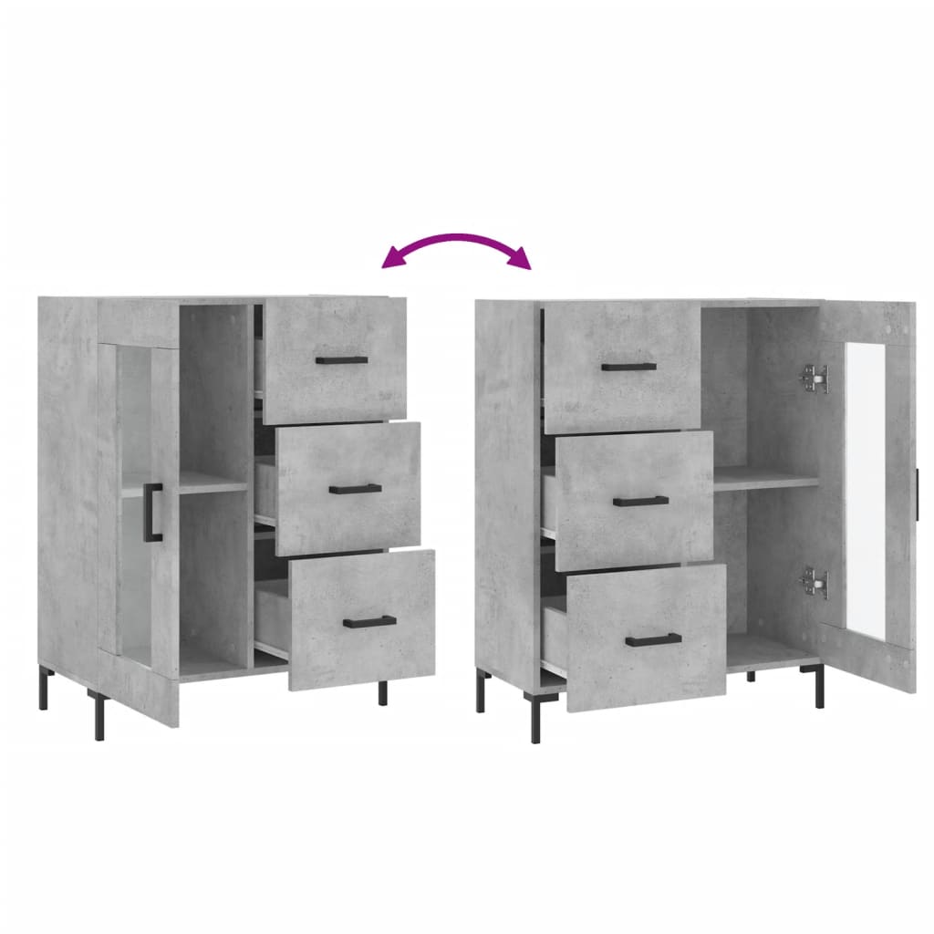 Sideboard Betongrau 69,5x34x90 cm Holzwerkstoff - Pazzar.ch
