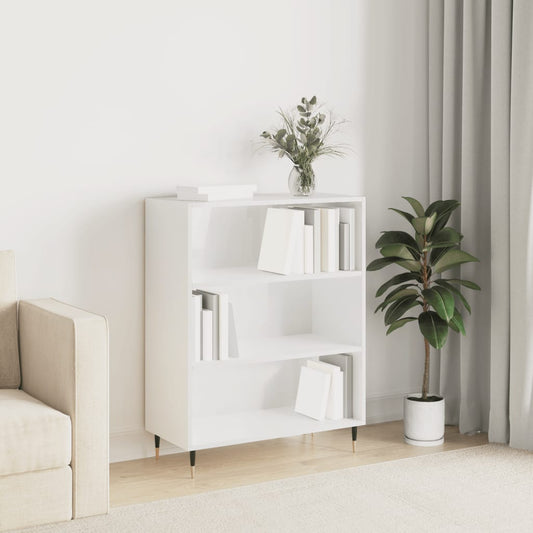 Bücherregal Hochglanz-Weiß 69,5x32,5x90 cm Holzwerkstoff - Pazzar.ch