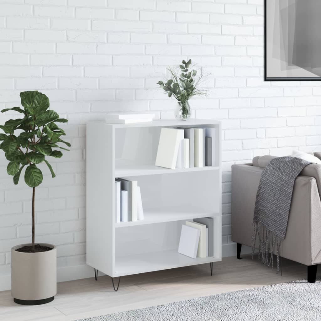 Bücherregal Hochglanz-Weiß 69,5x32,5x90 cm Holzwerkstoff - Pazzar.ch