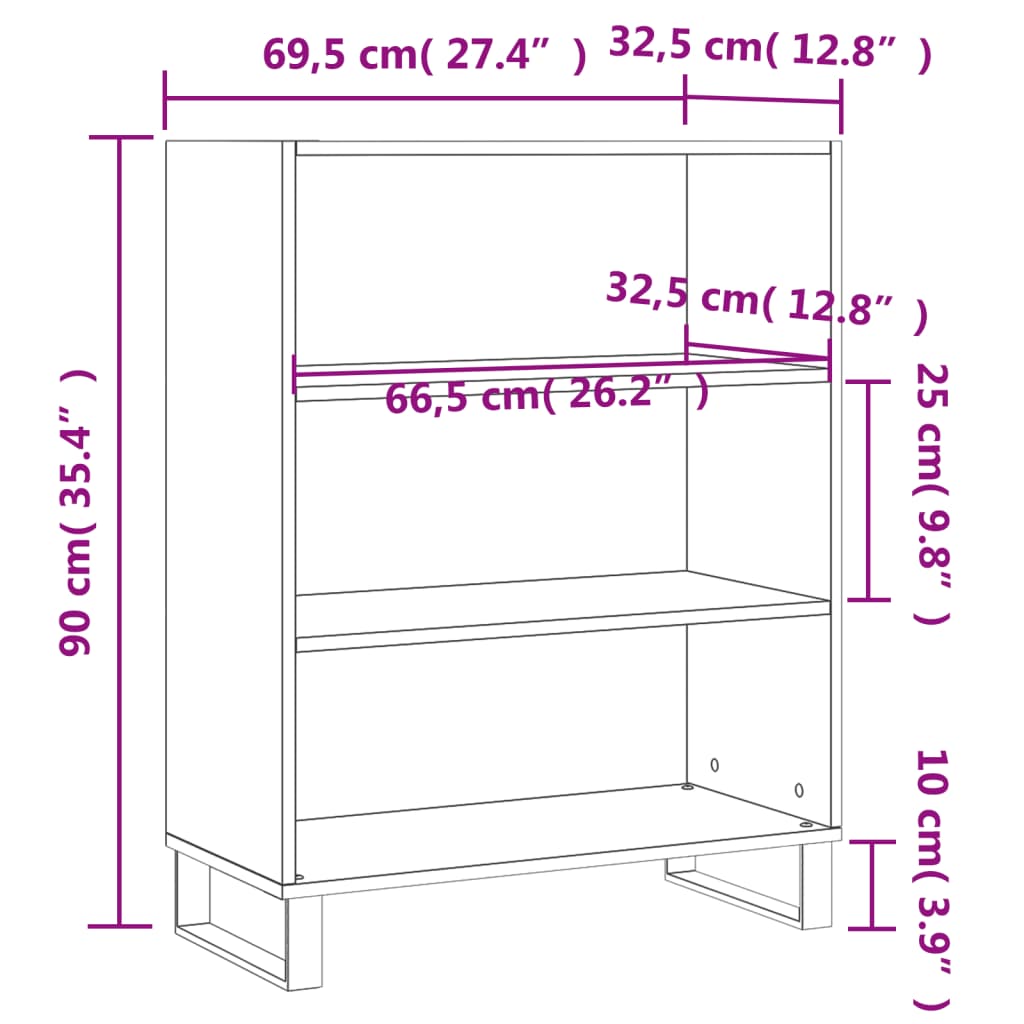 Regalschrank Grau Sonoma 69,5x32,5x90 cm Holzwerkstoff - Pazzar.ch