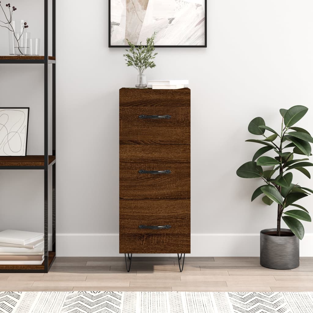 Sideboard Braun Eichen-Optik 34,5x34x90 cm Holzwerkstoff - Pazzar.ch