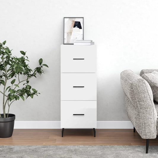 Sideboard Hochglanz-Weiß 34,5x34x90 cm Holzwerkstoff - Pazzar.ch
