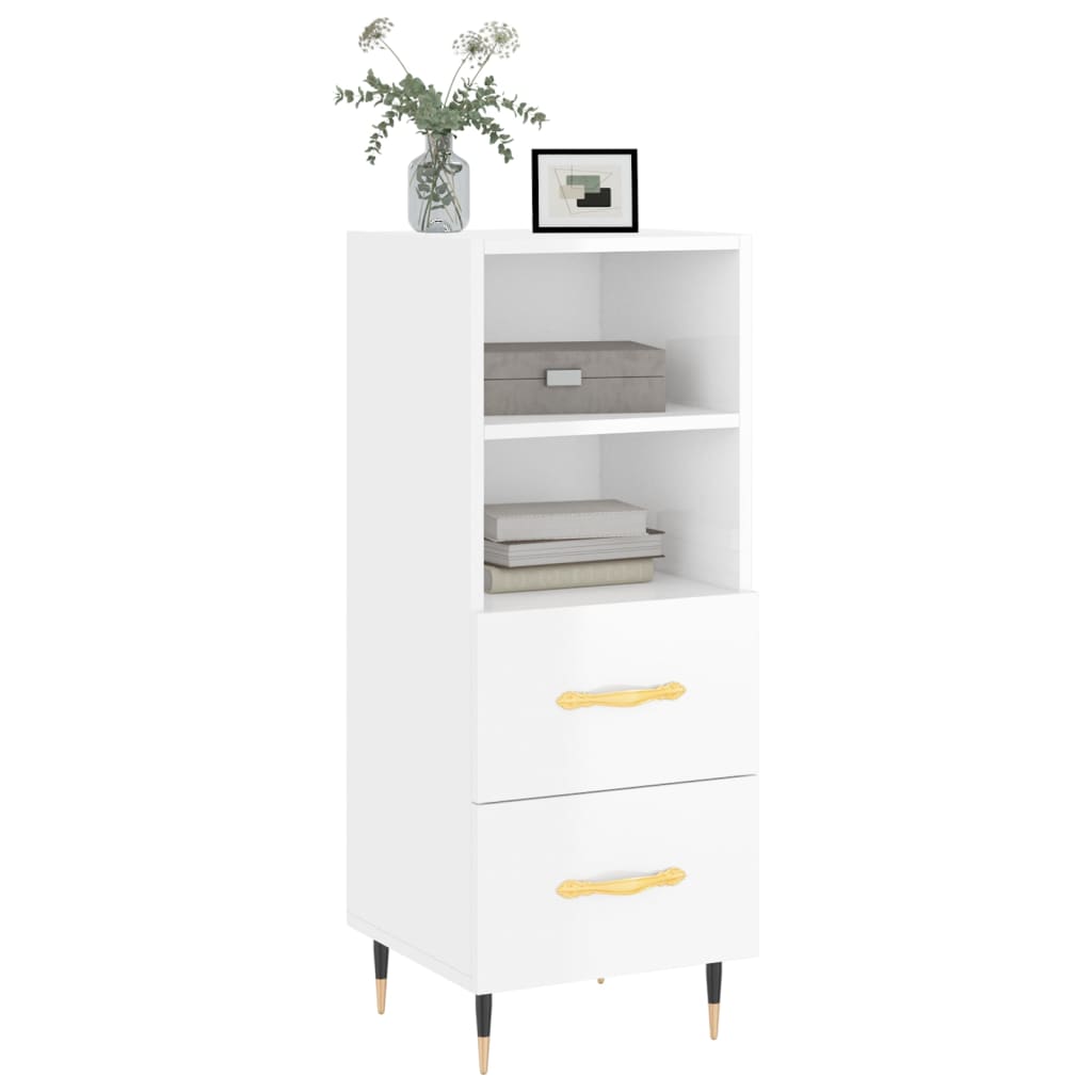 Sideboard Hochglanz-Weiß 34,5x34x90 cm Holzwerkstoff - Pazzar.ch