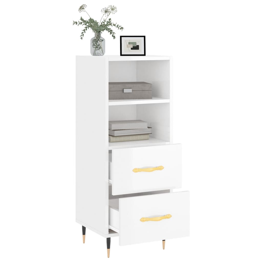 Sideboard Hochglanz-Weiß 34,5x34x90 cm Holzwerkstoff - Pazzar.ch