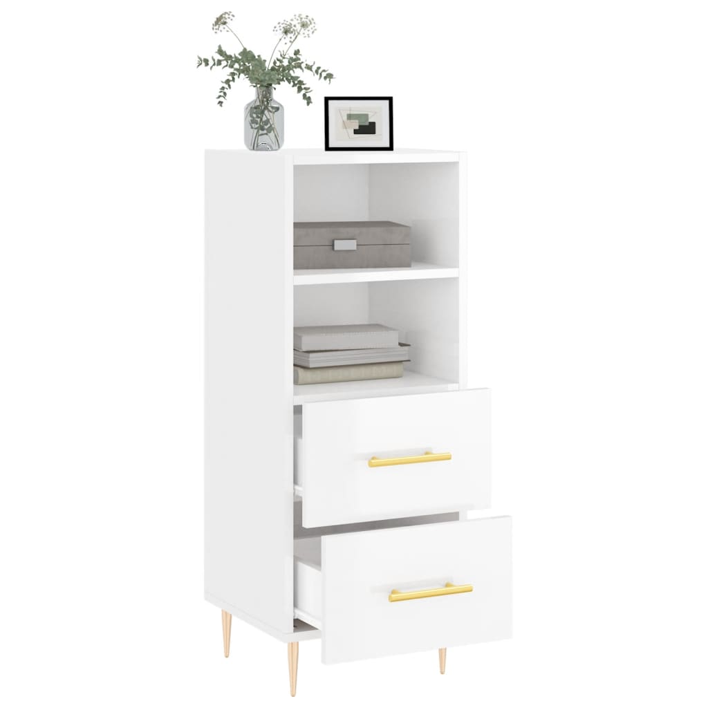 Sideboard Hochglanz-Weiß 34,5x34x90 cm Holzwerkstoff - Pazzar.ch