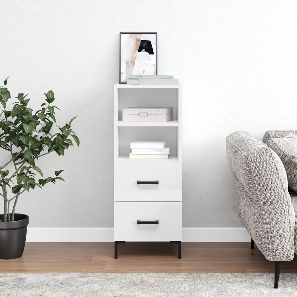 Sideboard Hochglanz-Weiß 34,5x34x90 cm Holzwerkstoff - Pazzar.ch