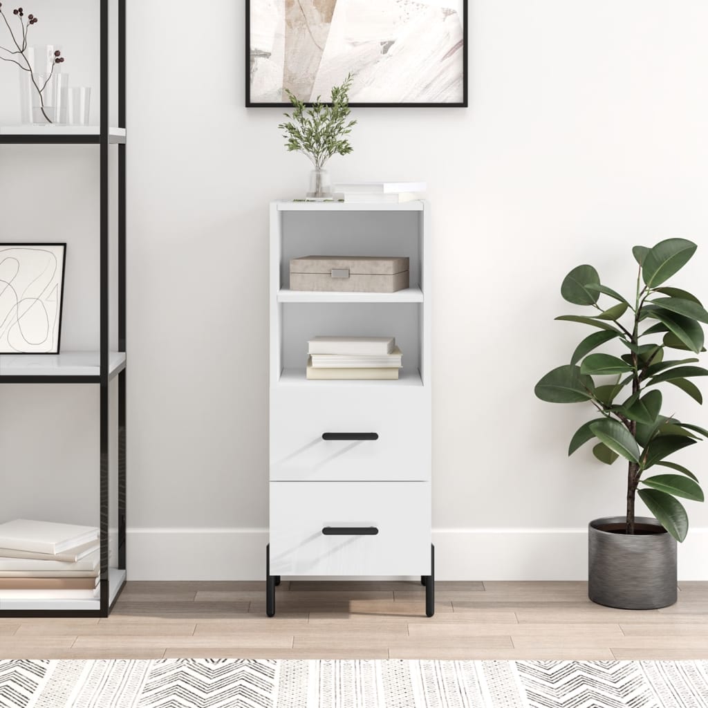 Sideboard Hochglanz-Weiß 34,5x34x90 cm Holzwerkstoff - Pazzar.ch
