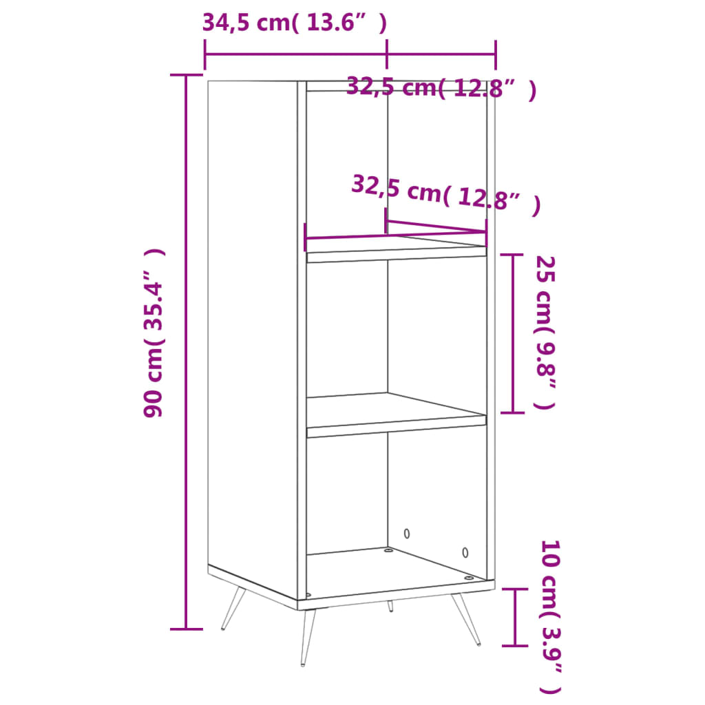 Regalschrank Weiß 34,5x32,5x90 cm Holzwerkstoff - Pazzar.ch