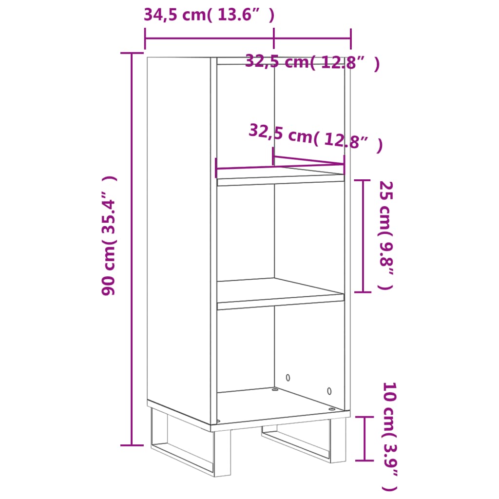 Sideboard Weiß 34,5x32,5x90 cm Holzwerkstoff - Pazzar.ch