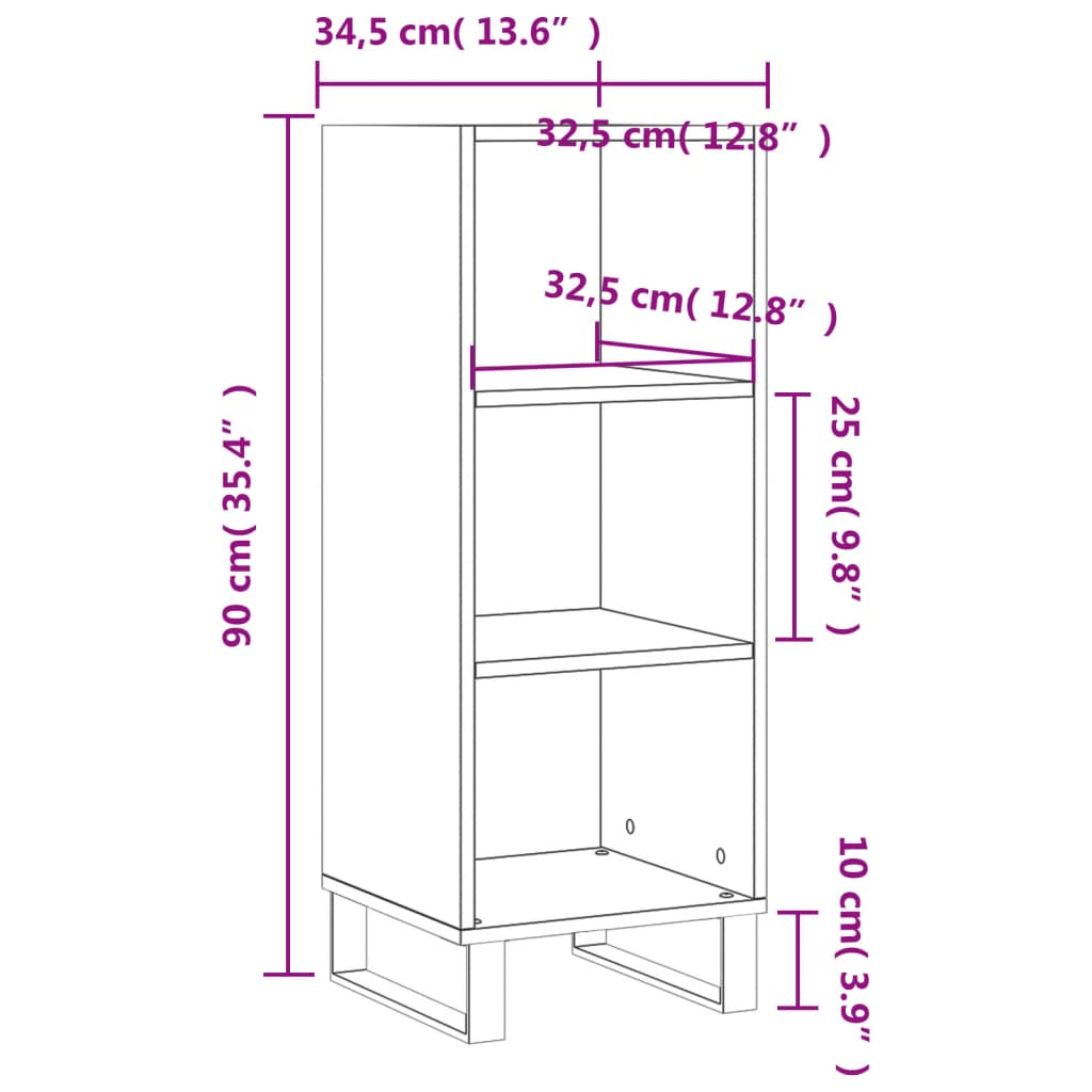 Sideboard Betongrau 34,5x32,5x90 cm Holzwerkstoff - Pazzar.ch